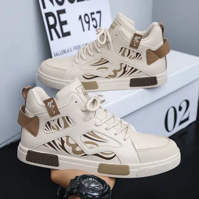 Premium Leather High Top Sneakers for Men